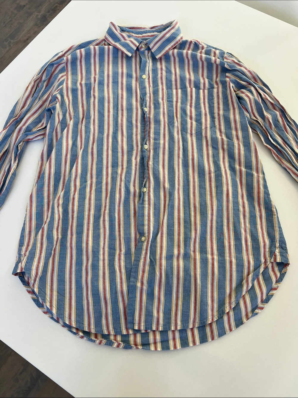 the GREAT. striped button down collared shirt size 1 maybe shrunk